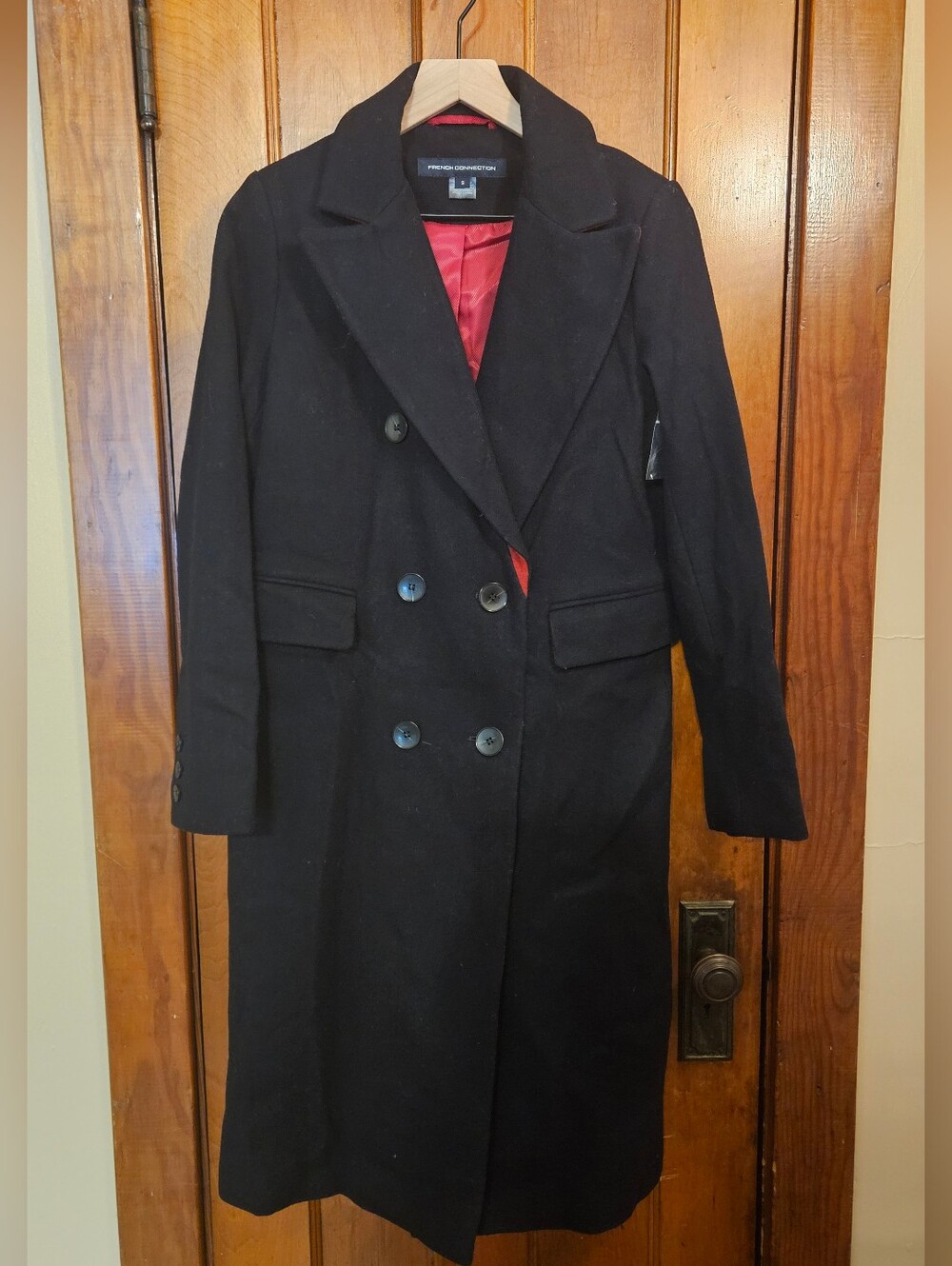 French Connection Women's Deep Navy Double-Breasted Wool Coat